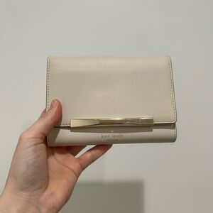 Kate Spade Beige Leather Wallet with Gold Accent
